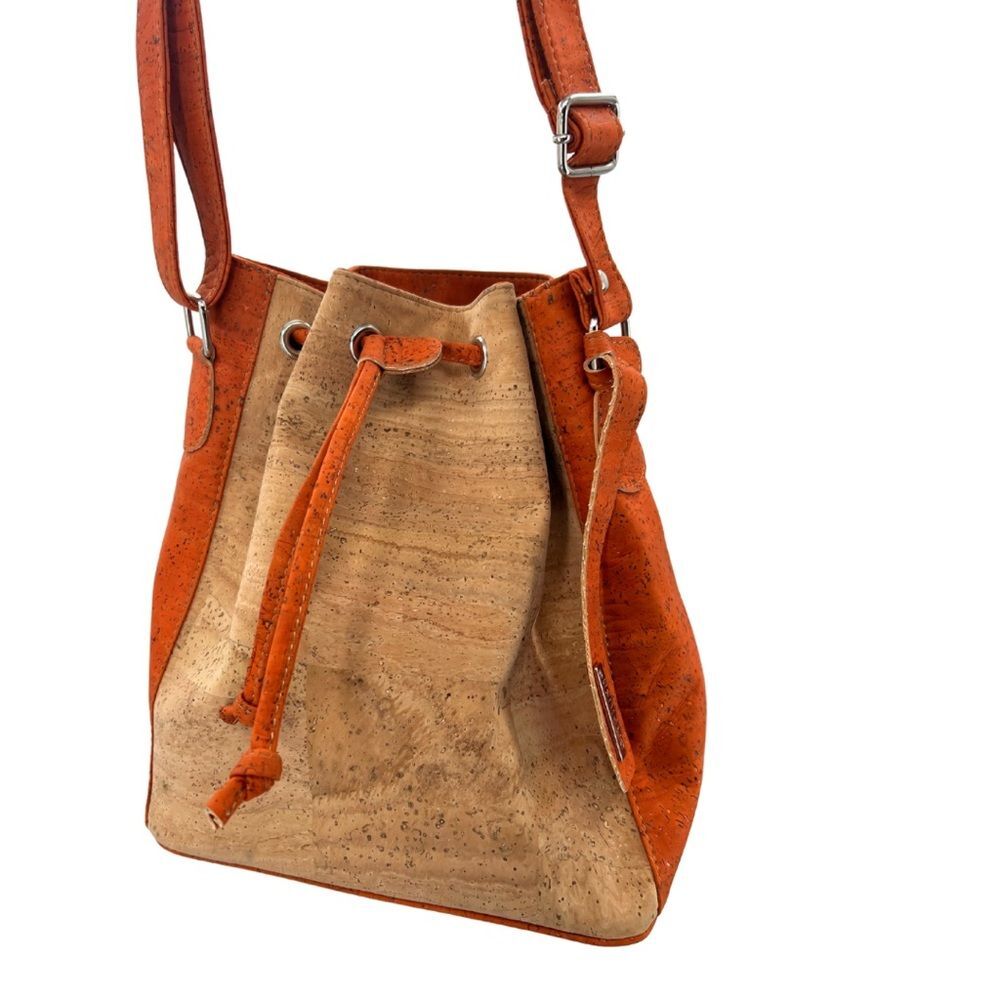Artelusa 100% Cork bucket bag purse orange Portugal neutral boho - Picture 5 of 11